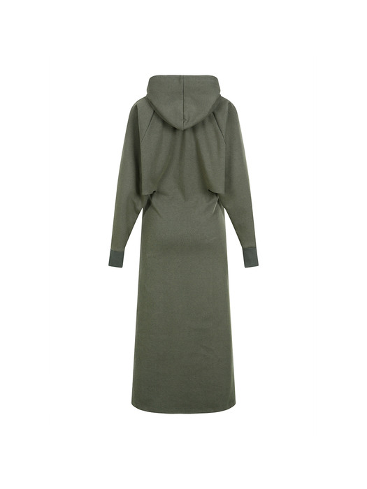 CUT OUT DETAILED LONG HOODIE DRESS