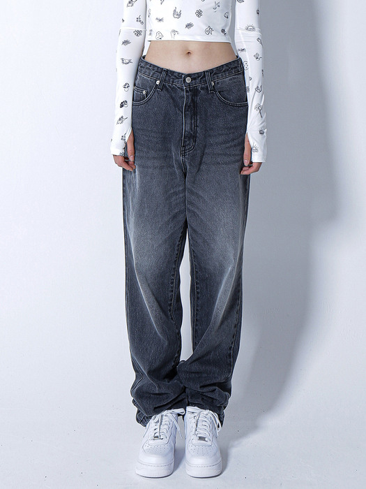 Sserpe X Dilettatisme - Grey Washing Semi Baggy Denim Pants