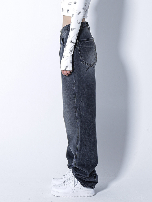 Sserpe X Dilettatisme - Grey Washing Semi Baggy Denim Pants