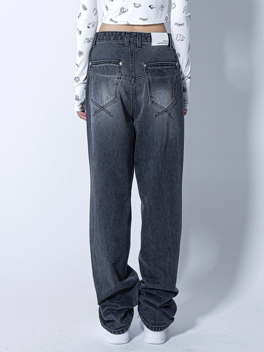 Sserpe X Dilettatisme - Grey Washing Semi Baggy Denim Pants