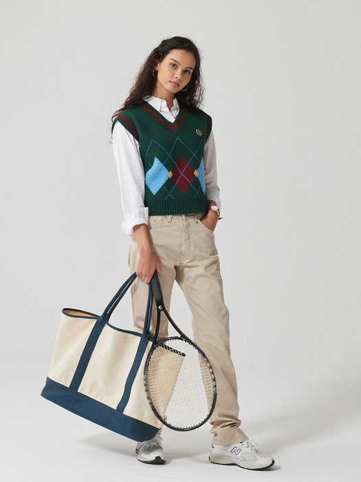 ARGYLE JACQUARD VEST _ GREEN 