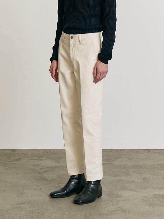 Tailored Tapered Cream Jeans