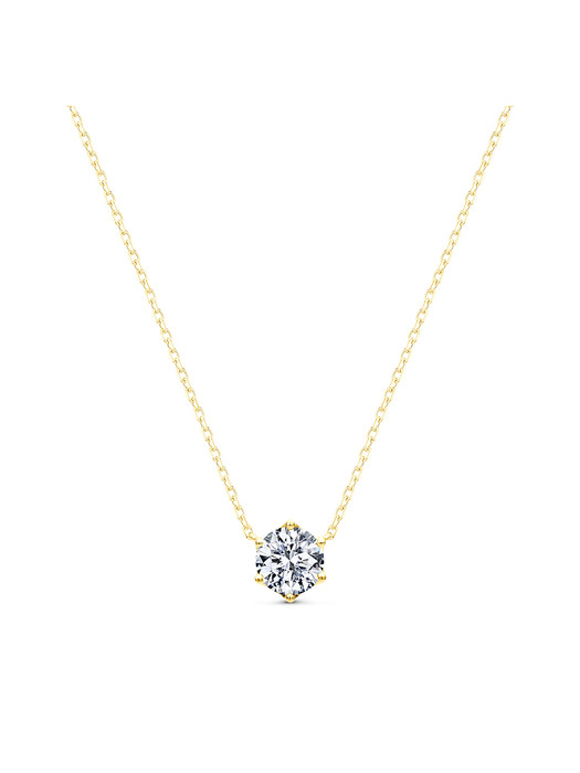 solitaire round crown necklace(yellow gold)