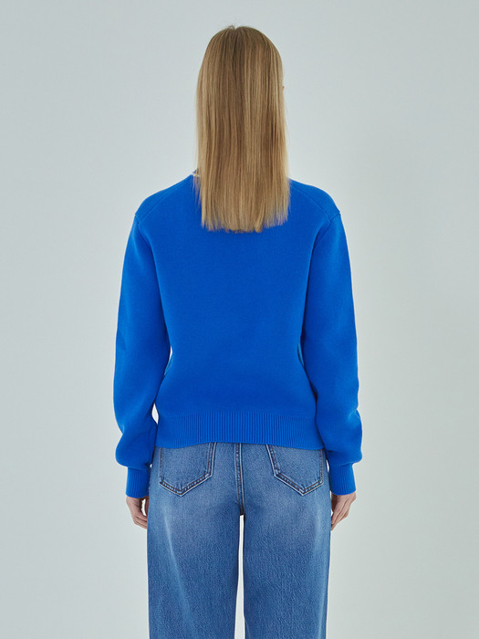 LETTERING KNIT PULLOVER blue