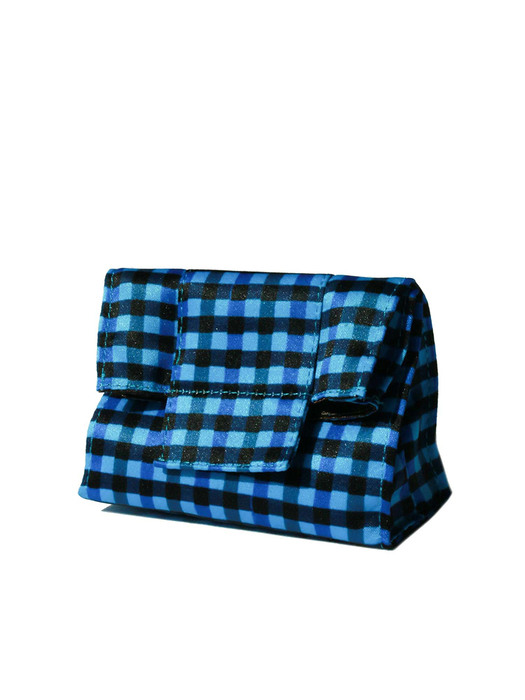 Gingham Mini Pouch - Blue