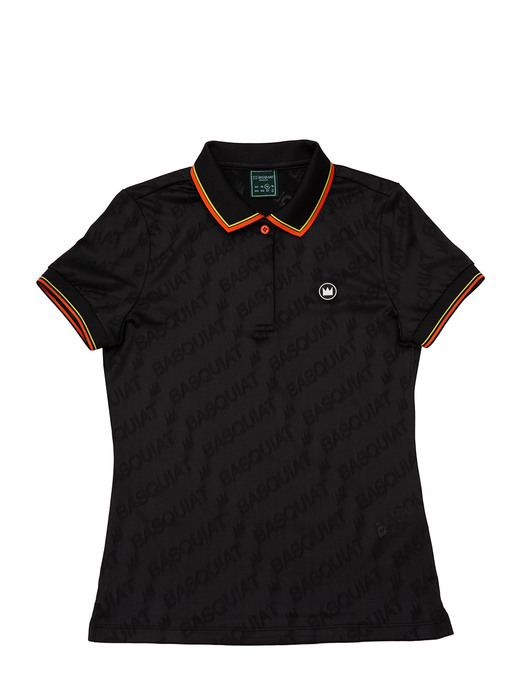 [바스키아 브루클린] 22SS 레터링 자카드 골프 셔츠 여성 BLACK