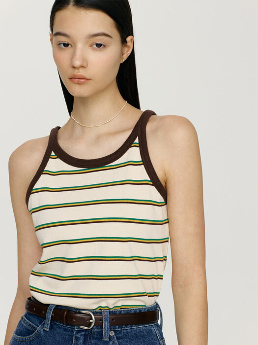 LAIE Stripe sleeveless top (Multi brown)