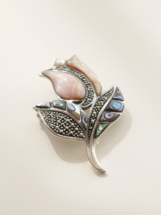 Tulip Mother-of-pearl Macasite Fine brooch Bb0339