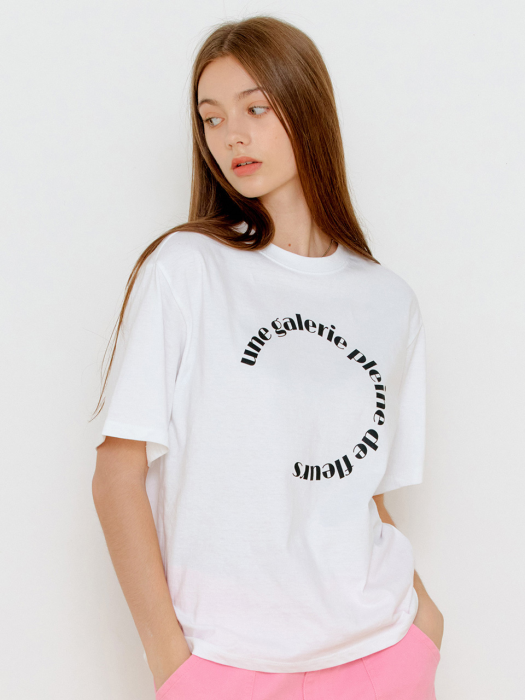서클 레터링 반팔 티셔츠 [WHITE] / S22D05011