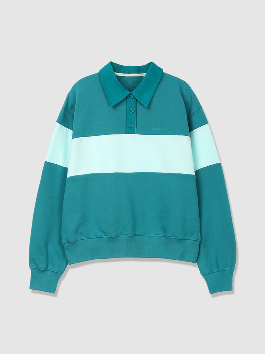 [N]KAPIOLANI Color blocking sweatshirt (Magenta/Teal blue)