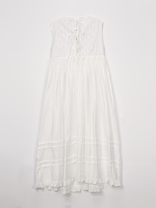 QUILTING LONG DRESS_WHITE