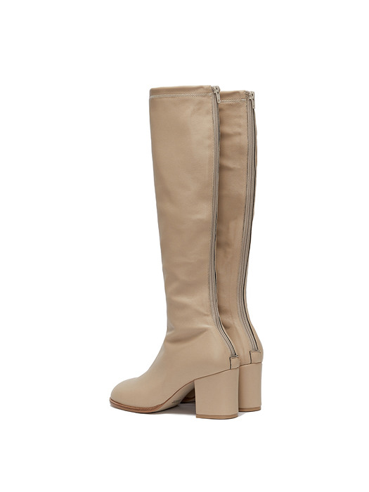 VENDA Paneled Leather Boots - Beige