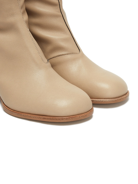 VENDA Paneled Leather Boots - Beige