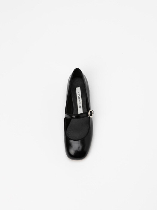 Aspen Maryjane Flat Shoes in Textured Black