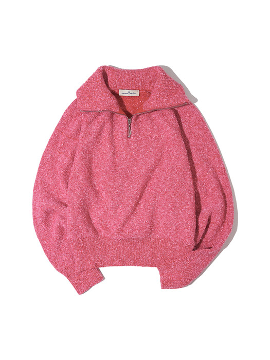 KN4214 Boucle zip-up knit_Pink