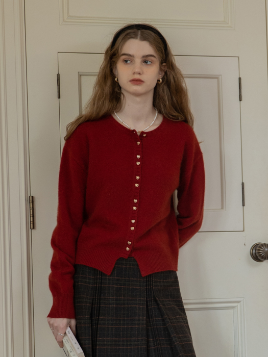 EMERY woolen knit cardigan_RED
