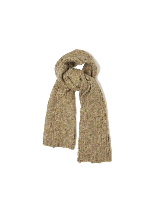 SIAC3018 mohair cable muffler_Khaki brown