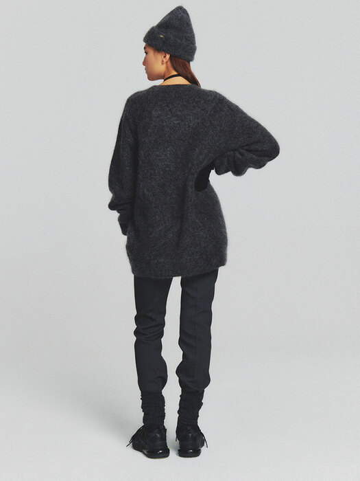 KID MOHAIR ROUND KNIT [CHARCOAL]