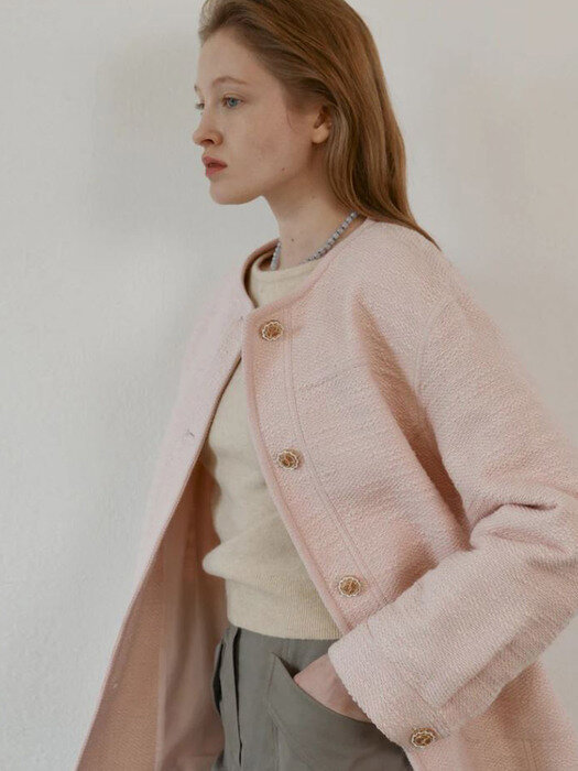 Mid Length Tweed Outer  Spring Pink (WE3111T12X)