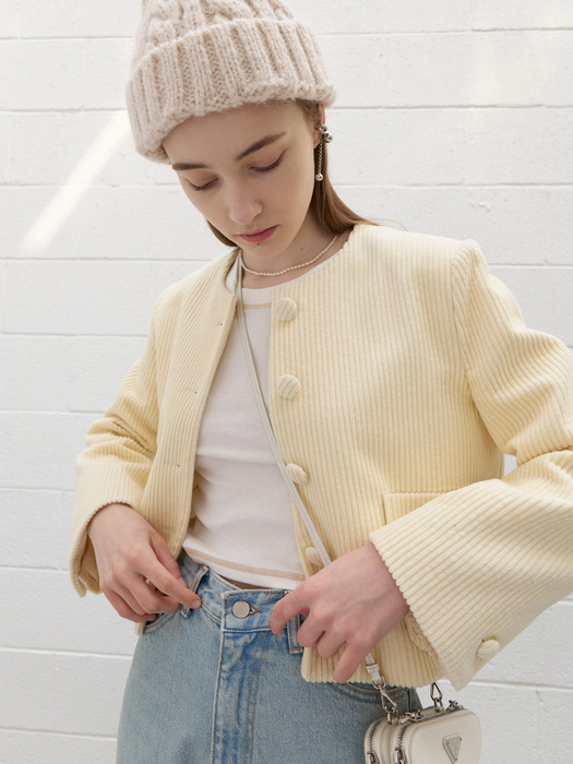 23 Spring_ Yellow Corduroy Blazer