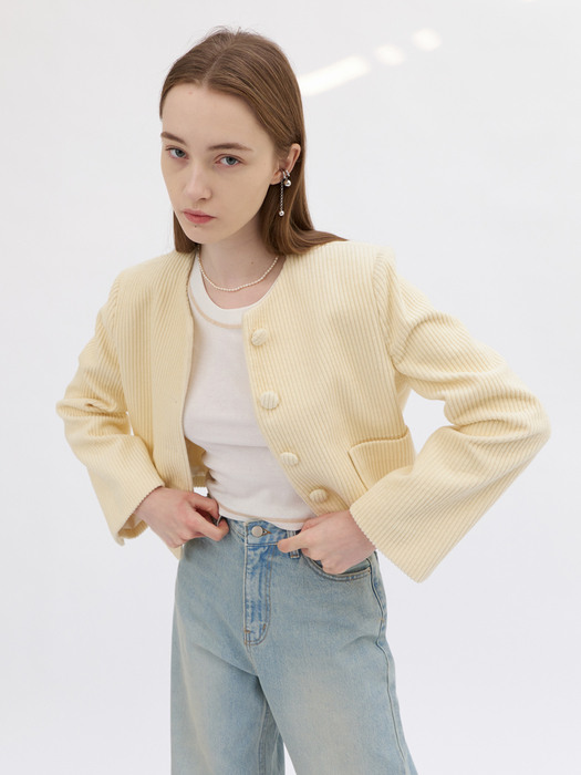 23 Spring_ Yellow Corduroy Blazer