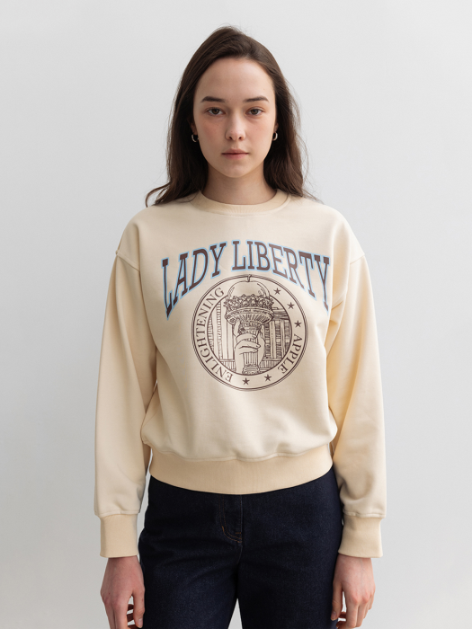 Lady Liberty Sweatshirt Butter Cream (JWTS3E900CR)