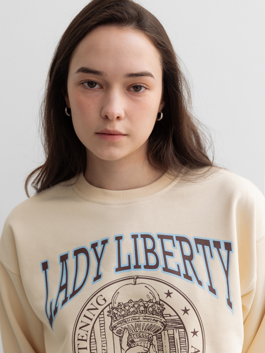 Lady Liberty Sweatshirt Butter Cream (JWTS3E900CR)