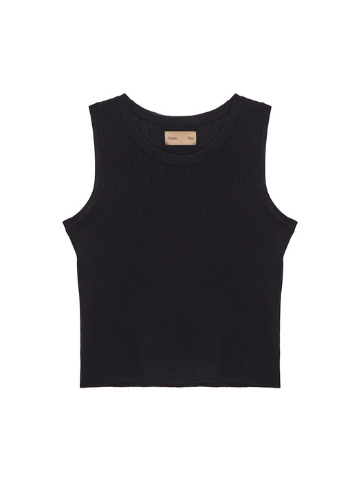 AIRY SLEEVELESS KNIT TOP IN BLACK