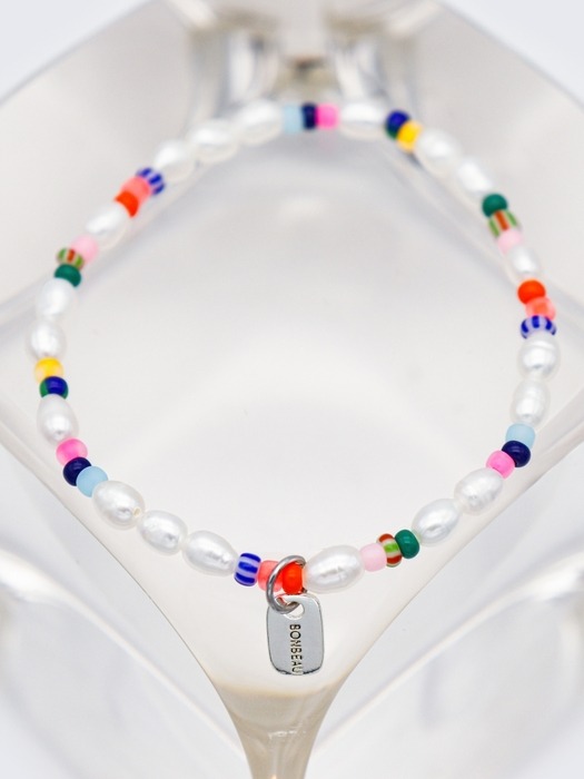 Freshwater pearl color beads Bracelet 밥풀 담수진주 컬러 비즈 팔찌 4mm 5mm