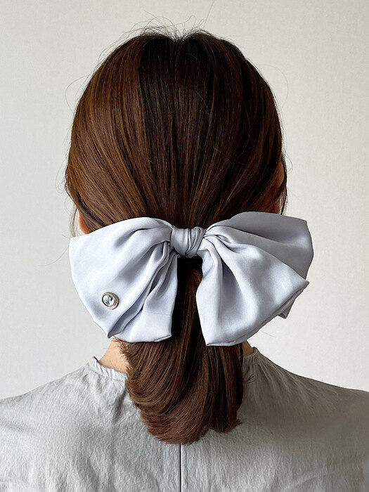 Cameo Big Ruffle Ribbon Hair Barrette [AiryBlue] 빅 러플 리본 헤어핀