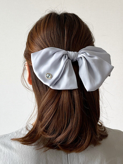 Cameo Big Ruffle Ribbon Hair Barrette [AiryBlue] 빅 러플 리본 헤어핀