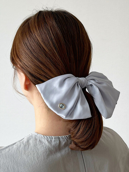 Cameo Big Ruffle Ribbon Hair Barrette [AiryBlue] 빅 러플 리본 헤어핀