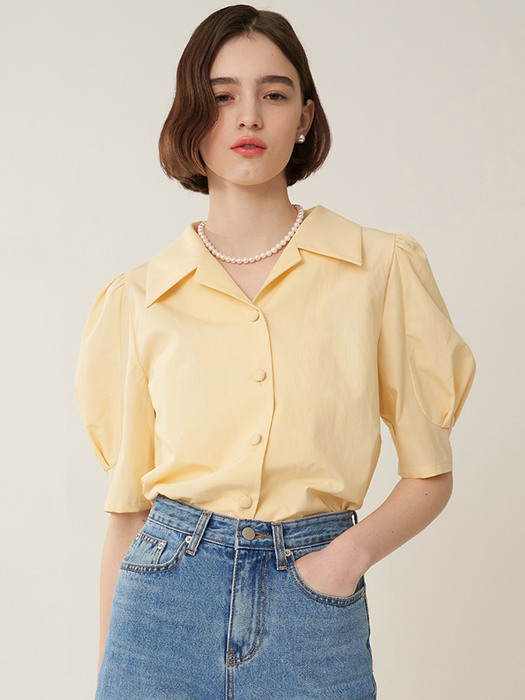 [단독] romantic open collar blouse YE