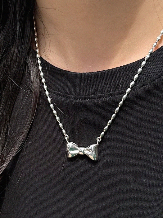 [단독][silver925] bold ribbon necklace