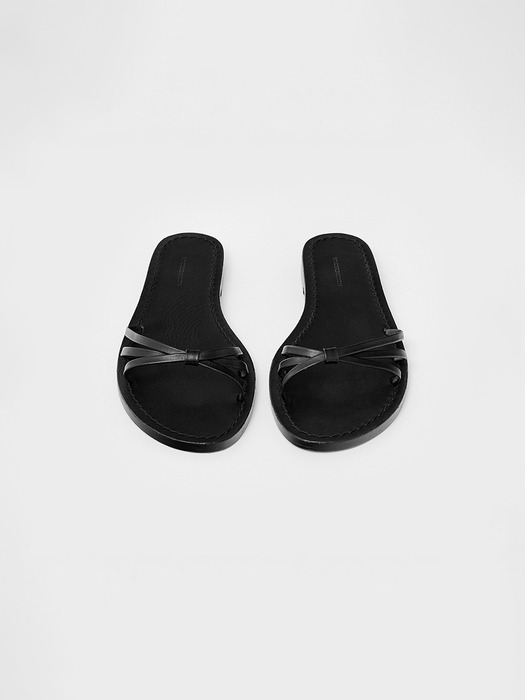 Cross Strap Flat Sandals Black