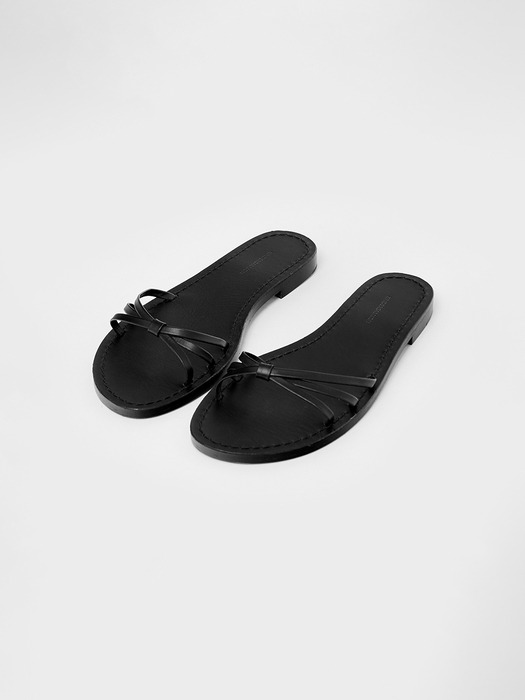 Cross Strap Flat Sandals Black