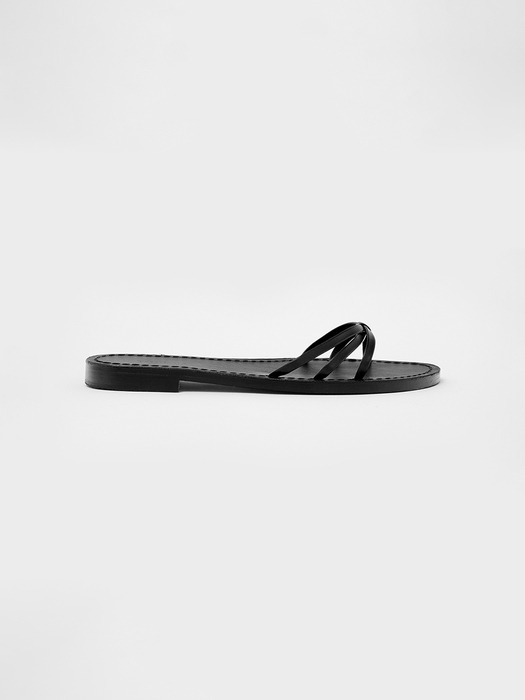 Cross Strap Flat Sandals Black