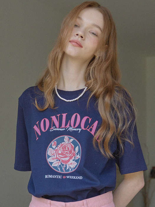 Vintage Rose T-shirt - Navy