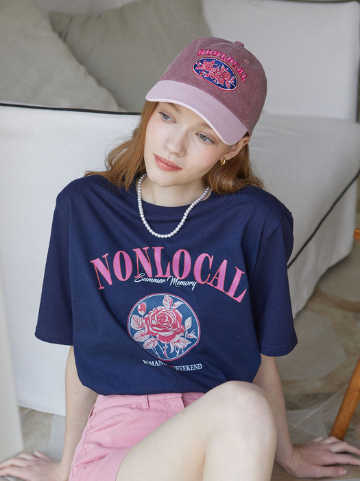 Vintage Rose T-shirt - Navy