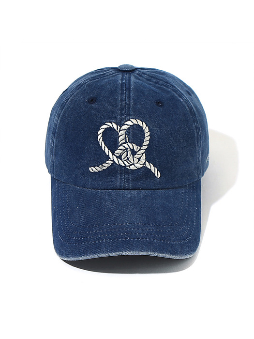 Heart Knot Embroidery Cap Navy