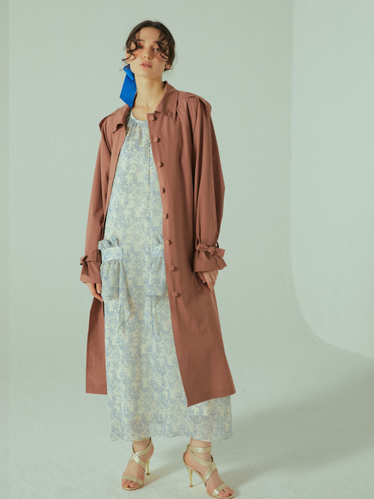 pink katiacho Loose Fit Two-way Trench Coat Foundation Brown