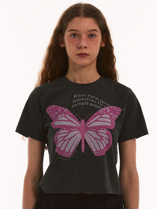 BUTTERFLY CROP TEE (DARK GREY)