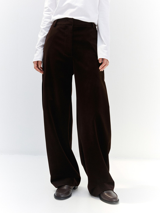 CURVED TWILL PANTS (BROWN)
