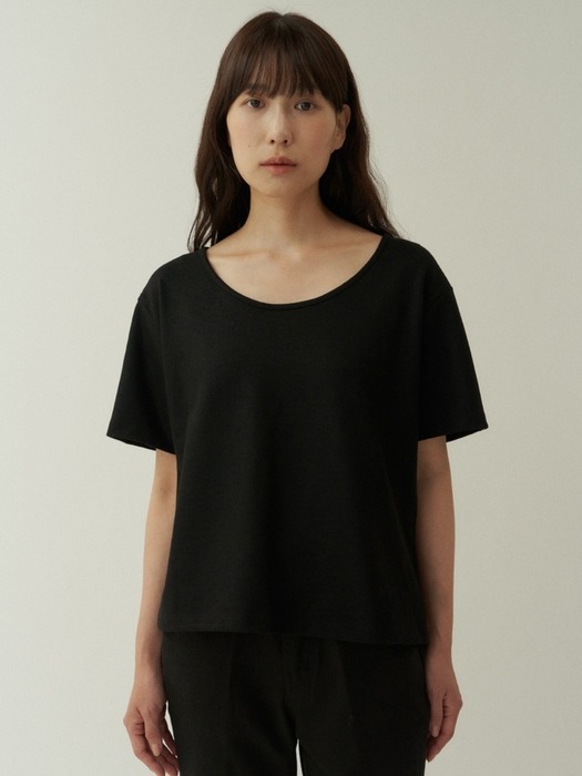 Line Wool T-shirt [Black]