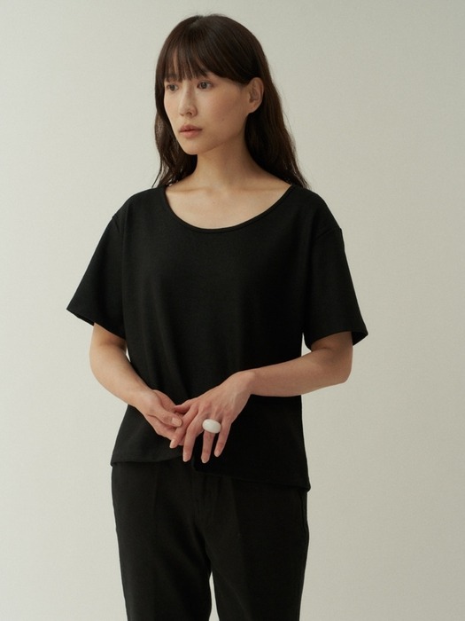Line Wool T-shirt [Black]