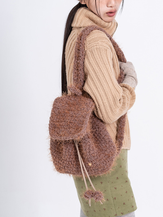 Boucle knit backpack Brown