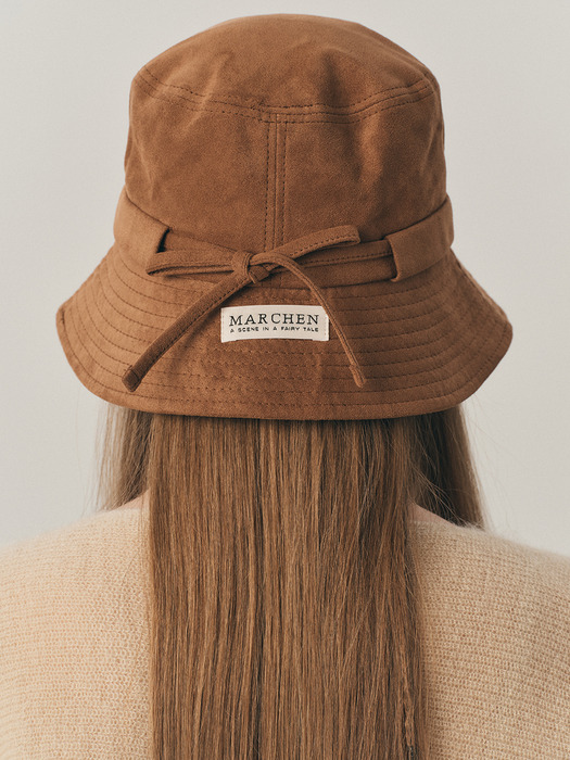 [단독] Suede ribbon bucket hat_3color