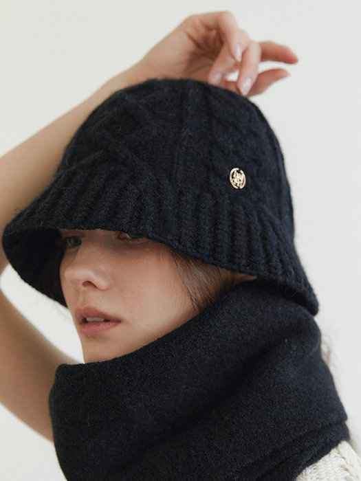 할렌 cable knit bucket hat (C034_black) 위시버킷