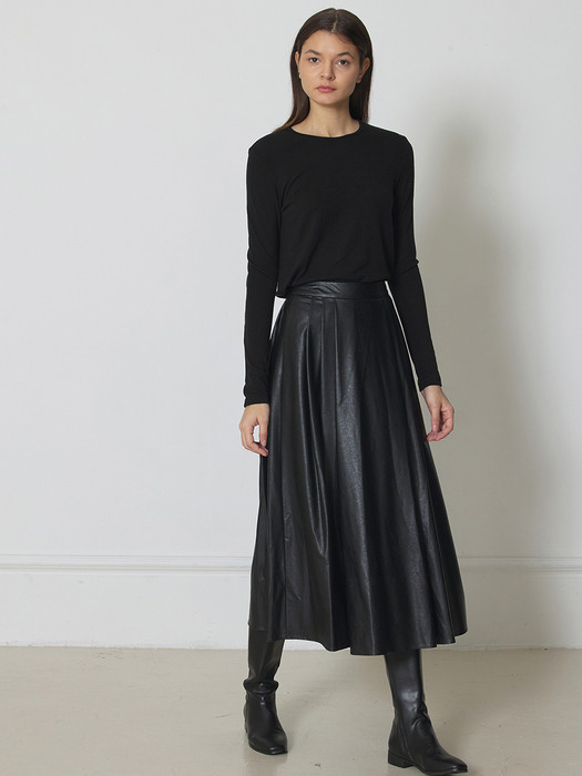 [ver.2023 Fall New] Wool jersey sleek neck top black