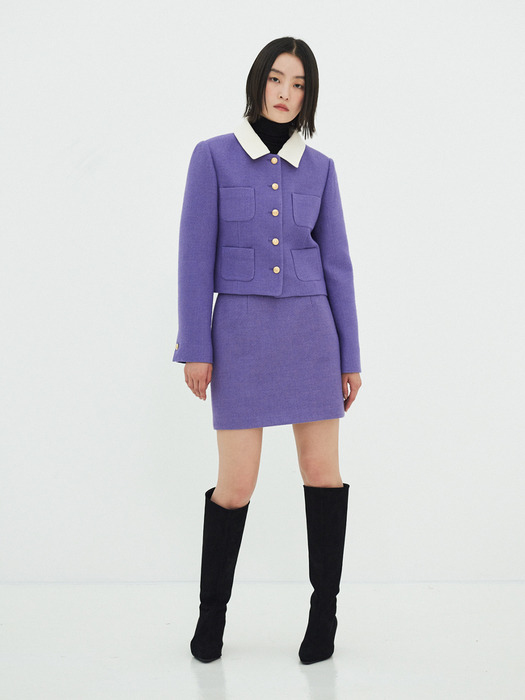 Emliy Tweed Mini Skirt (Purple)